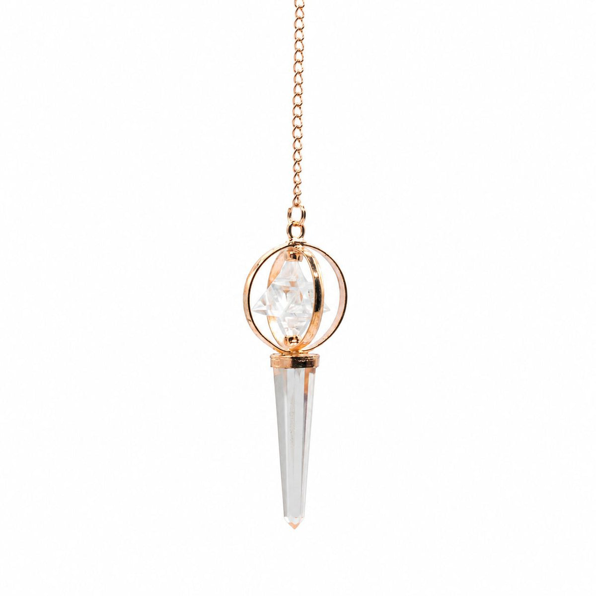 Stellar Gateway - Two Piece Spinning Merkaba Star in Copper Pendulum -  Clear Quartz AW Dropship UK