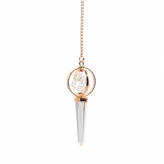 Stellar Gateway - Two Piece Spinning Merkaba Star in Copper Pendulum -  Clear Quartz AW Dropship UK