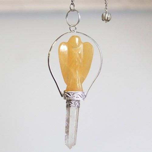 Angel Pendulum with Ring- Yellow Quartz AW Dropship UK