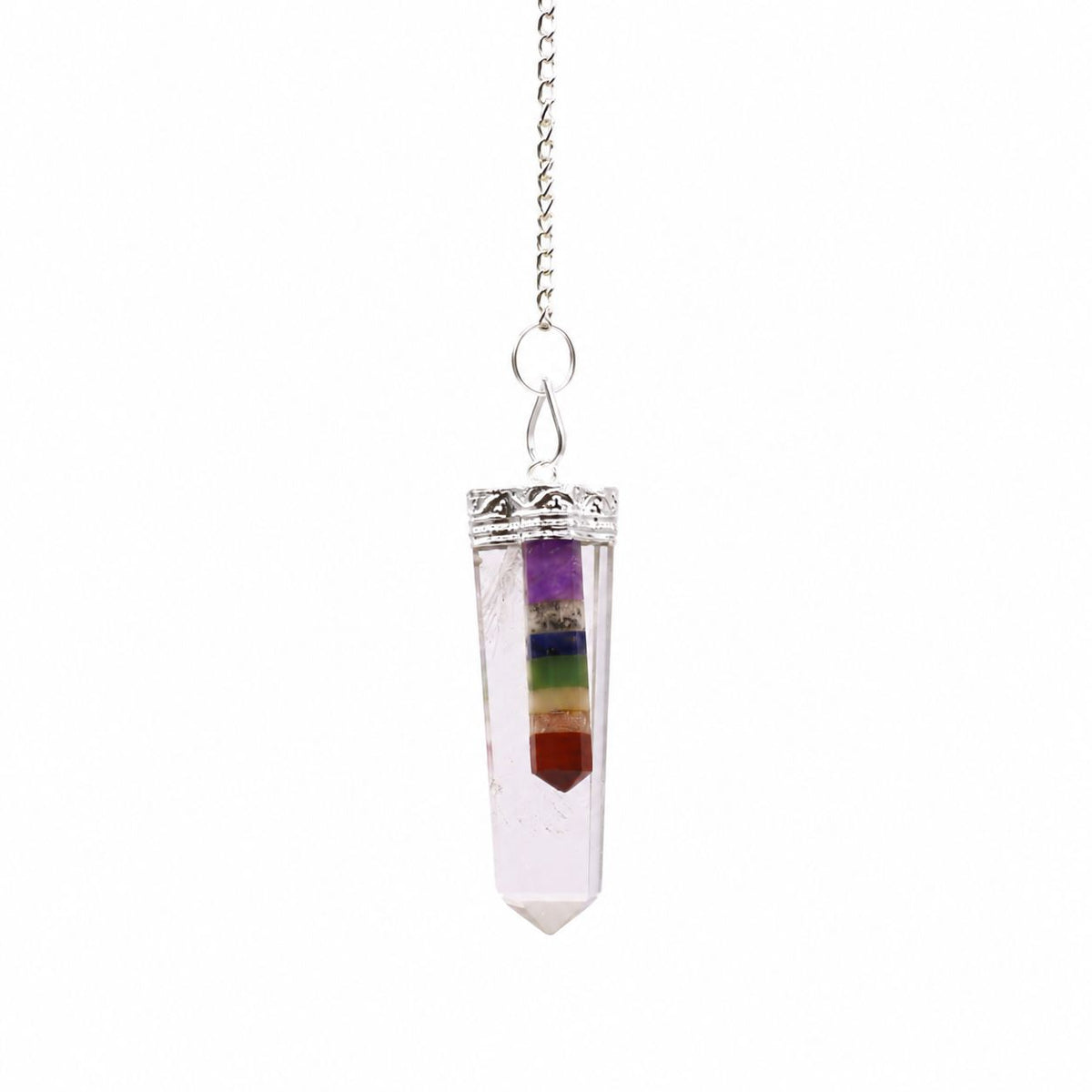 Crystal - 7 Chakra Bounded Thin Point Flat Pendant AW Dropship UK