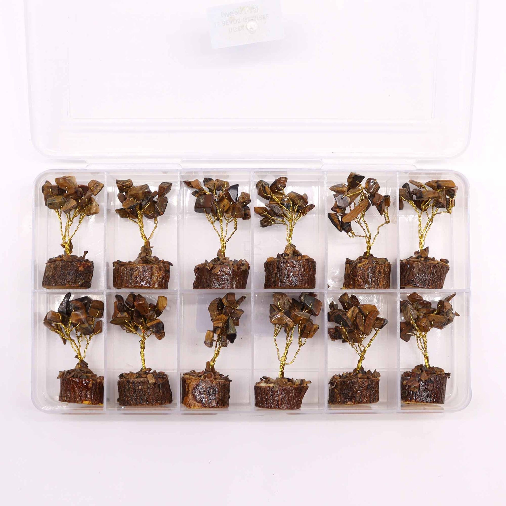 Mini Gemstone Tree On Wood Base - Tigereye (15 stones) AW Dropship UK