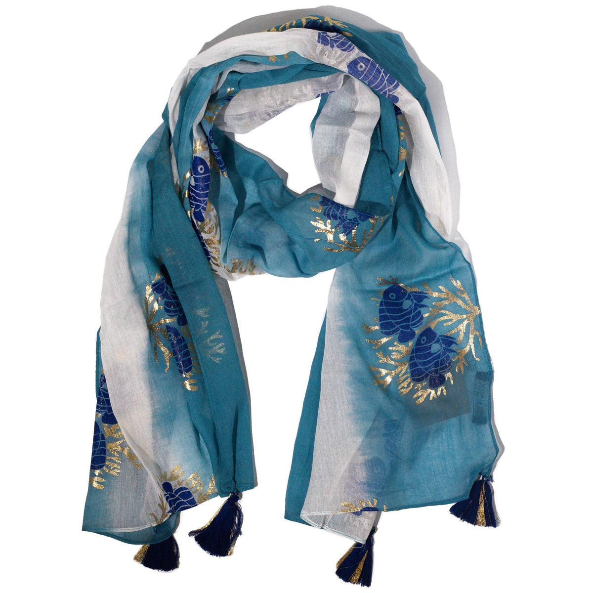 Nomad Sari Aqua Fish Scarf – Sea Blue (180x50cm) AW Dropship UK