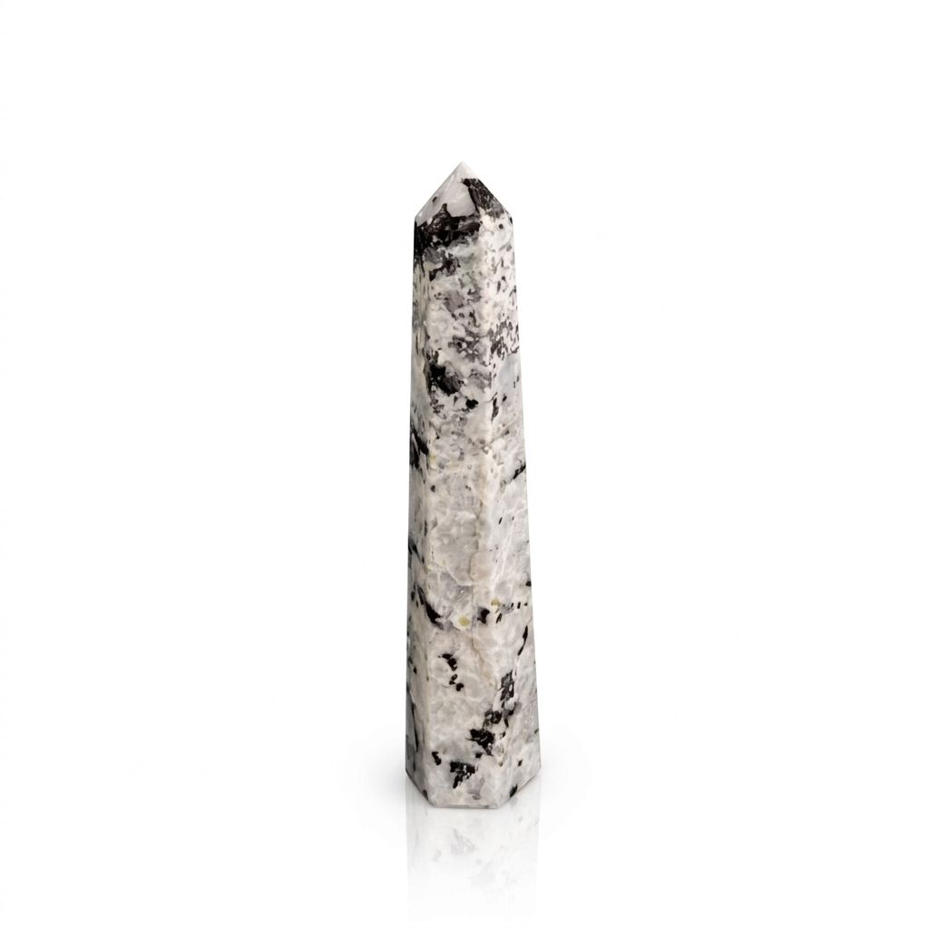 Gemstone Six Face Obelisk Point approx 17cm - Rainbow Moonstone AW Dropship UK