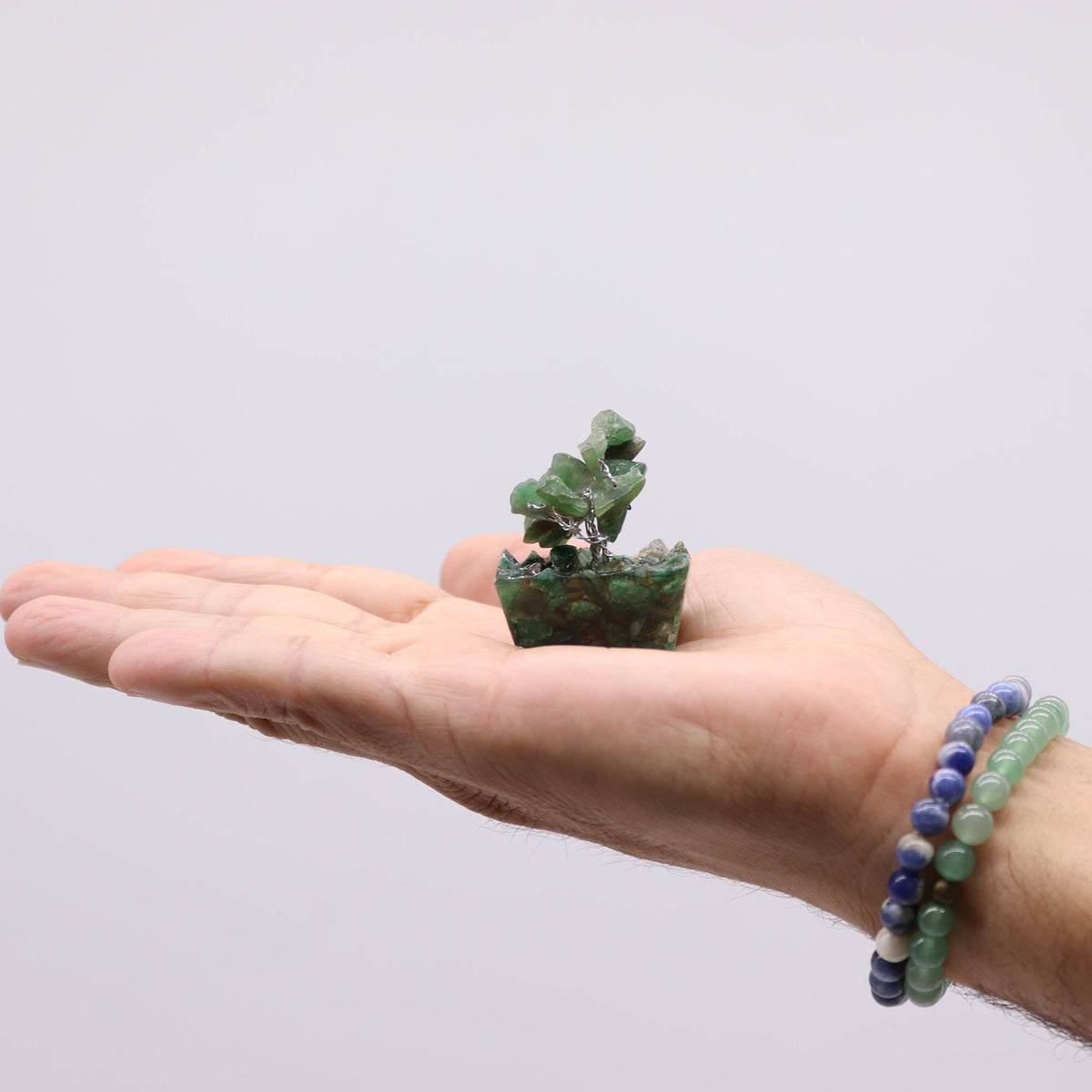 Mini Gemstone Tree On Orgonite Base - Green Aventurine (15 stones) AW Dropship UK