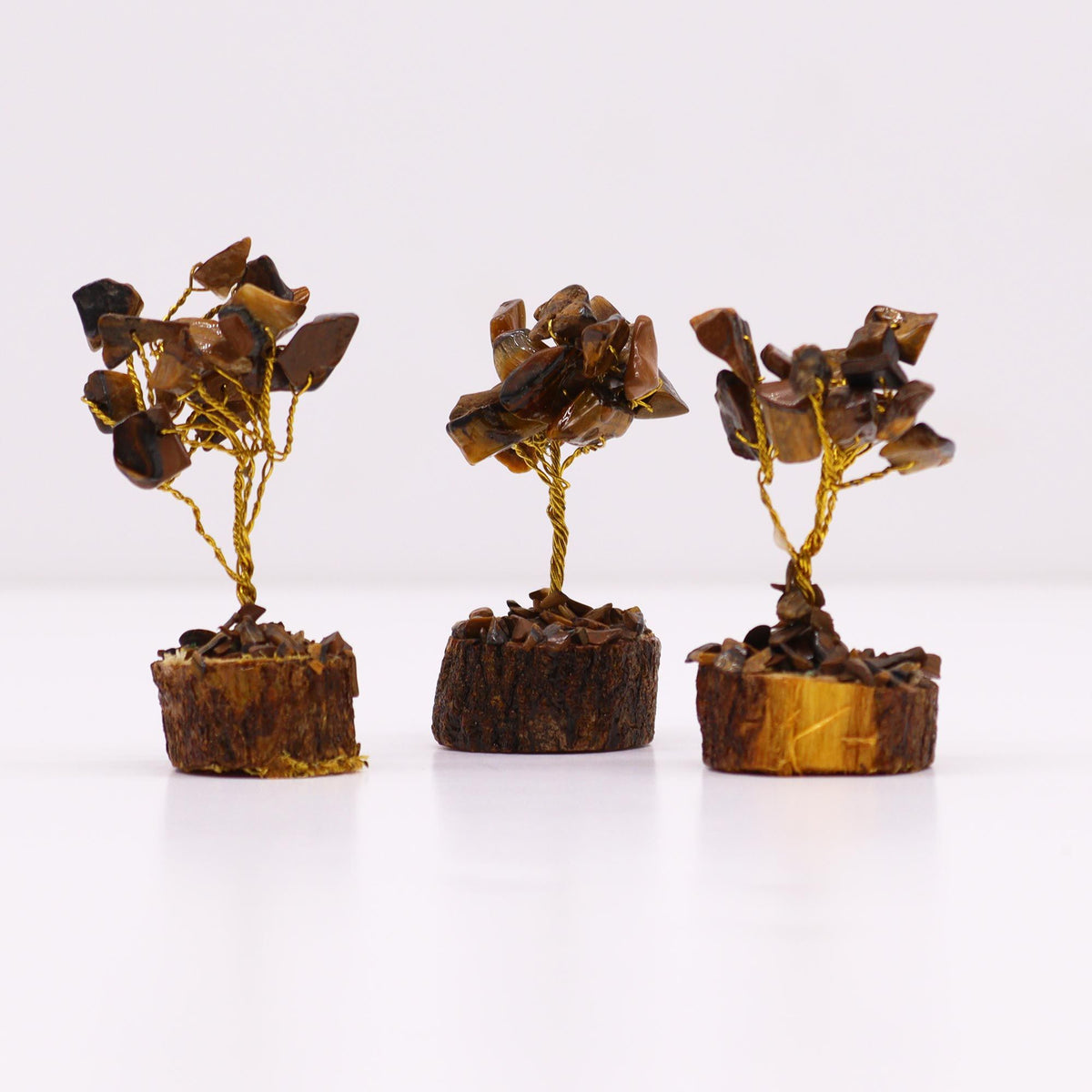 Mini Gemstone Tree On Wood Base - Tigereye (15 stones) AW Dropship UK