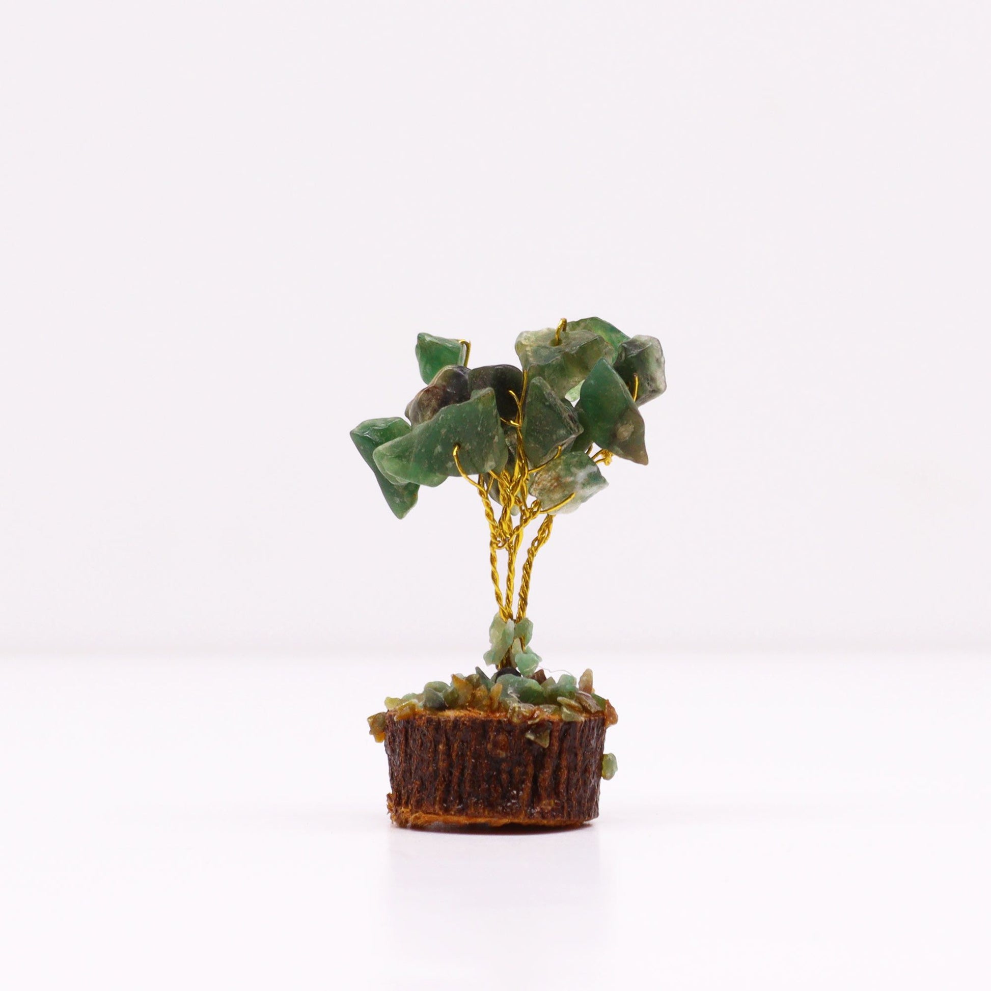 Mini Gemstone Tree On Wood Base - Green Aventurine (15 stones) AW Dropship UK