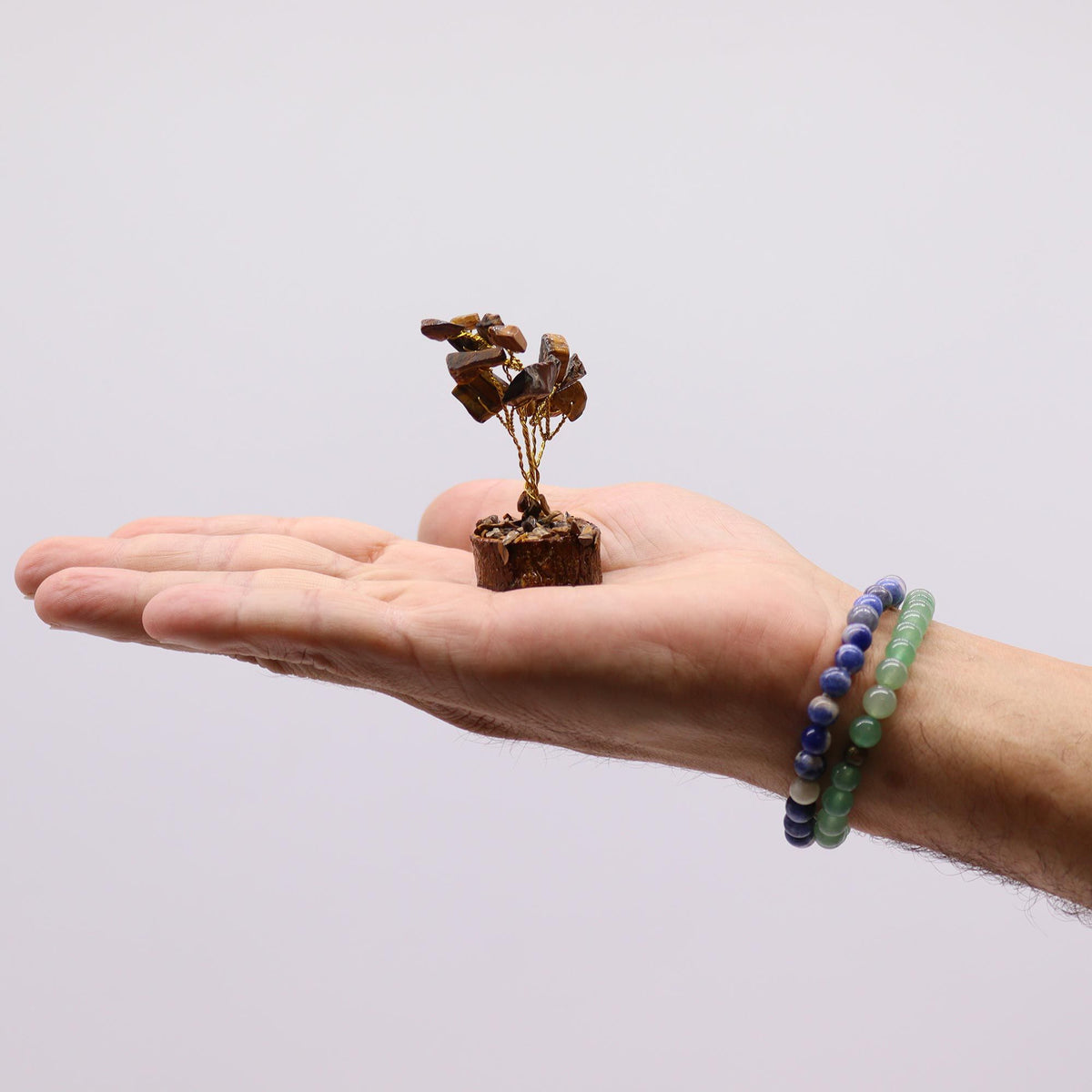 Mini Gemstone Tree On Wood Base - Tigereye (15 stones) AW Dropship UK
