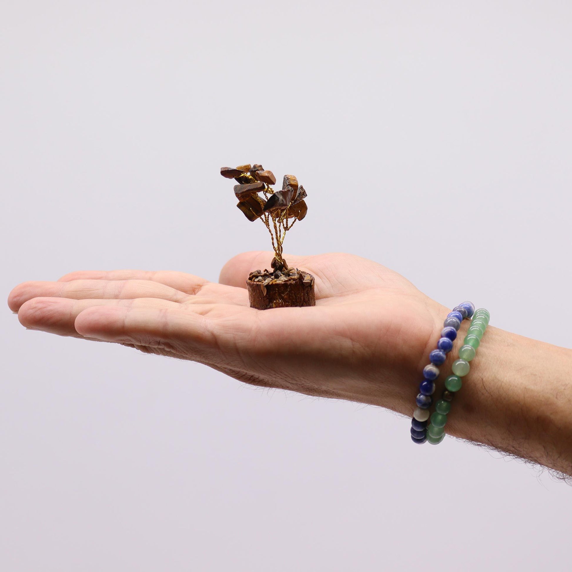 Mini Gemstone Tree On Wood Base - Tigereye (15 stones) AW Dropship UK