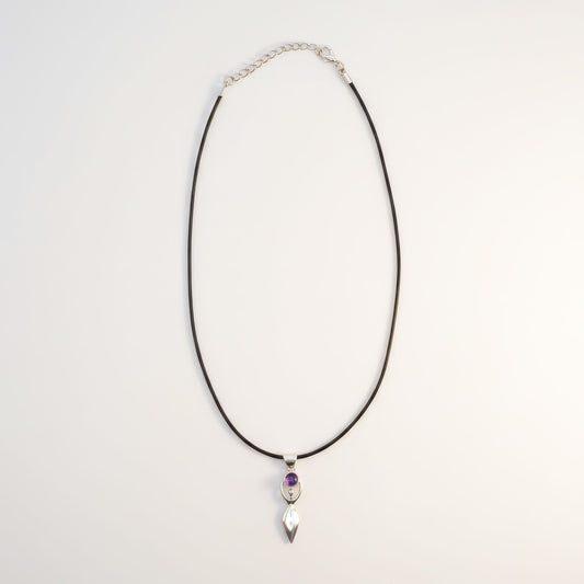 Indian Devotional Pendant - Silver Plated (45cm Cord)- Goddess Amethyst AW Dropship UK
