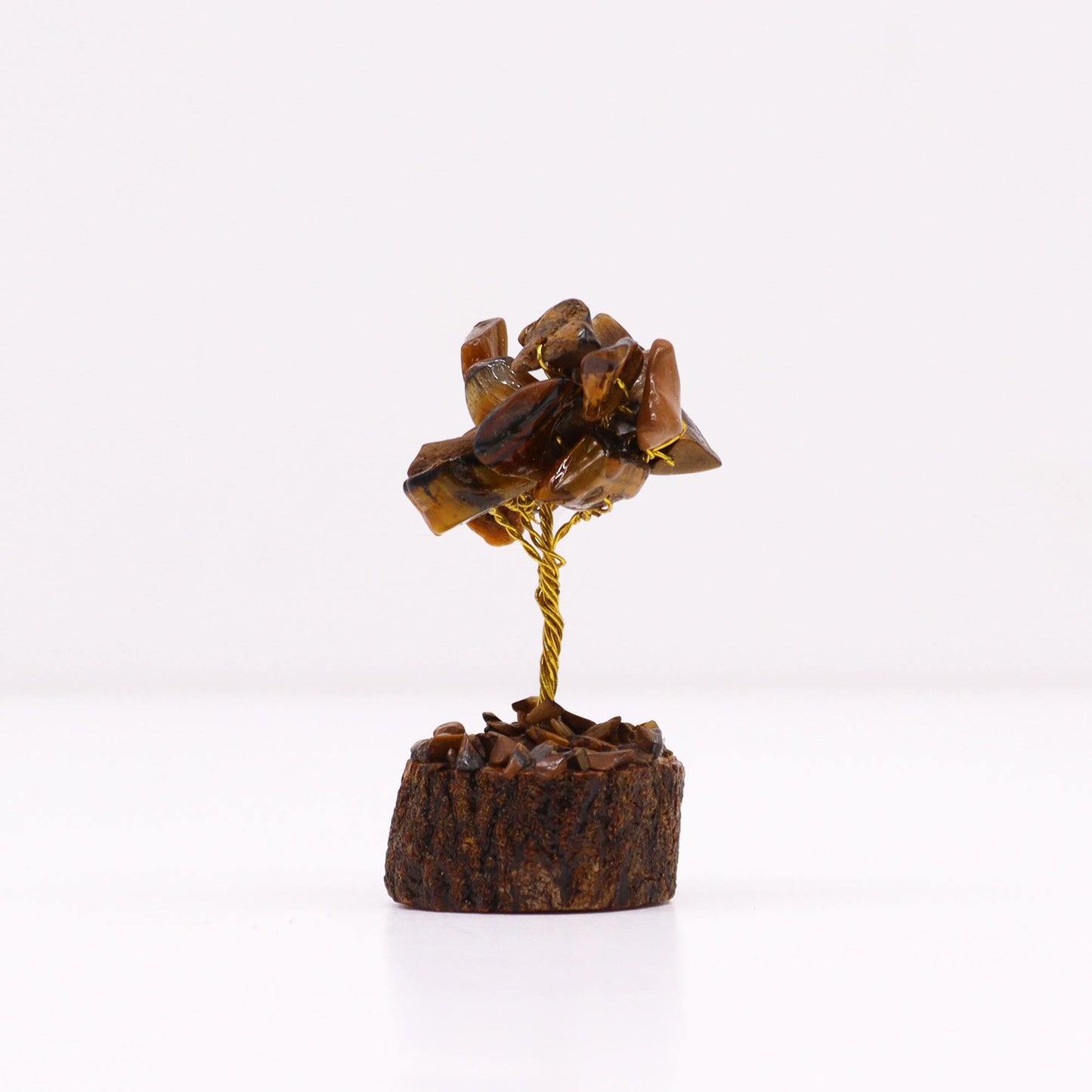 Mini Gemstone Tree On Wood Base - Tigereye (15 stones) AW Dropship UK