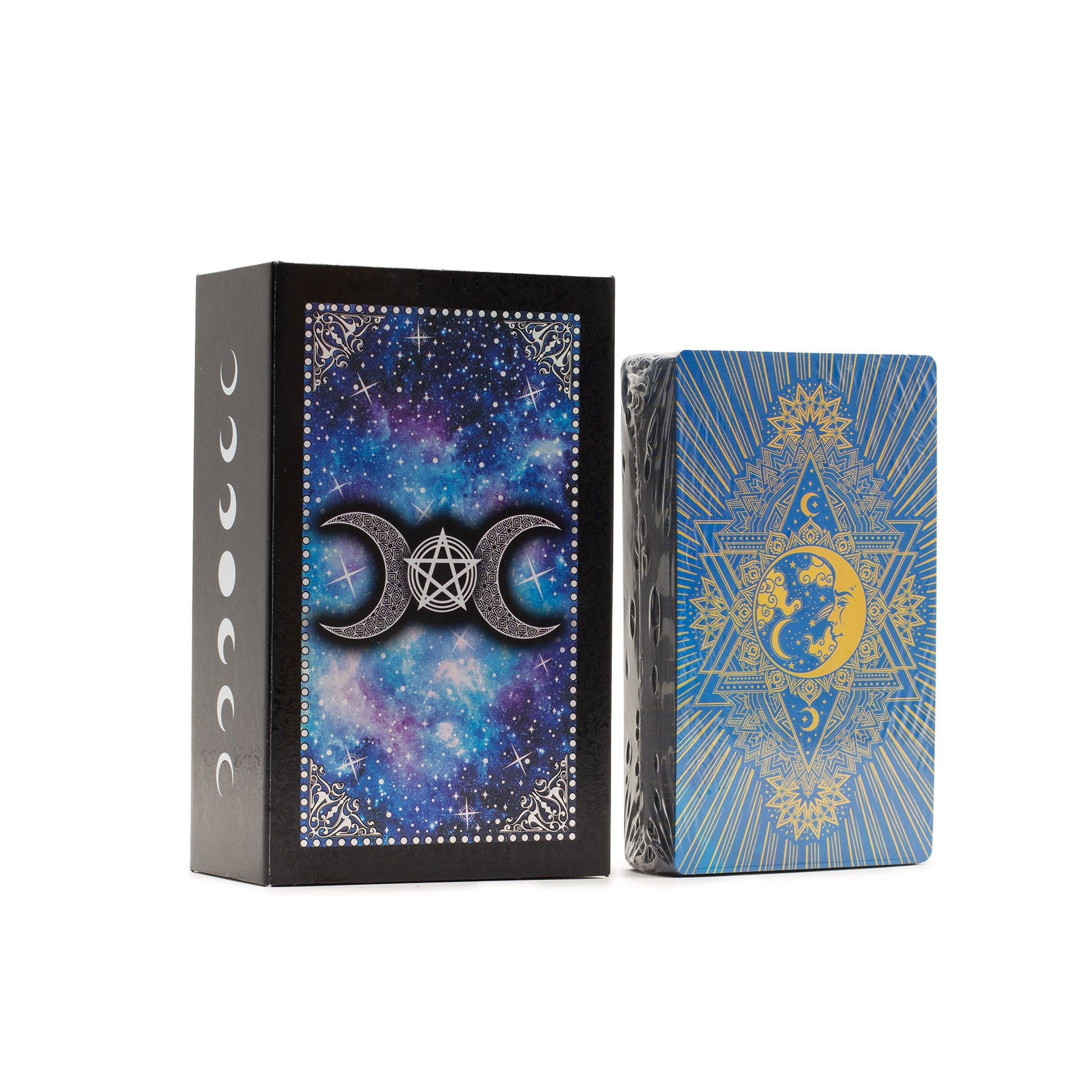Blue Foil Tarot Card Set - Moon Face - with booklet AW Dropship UK