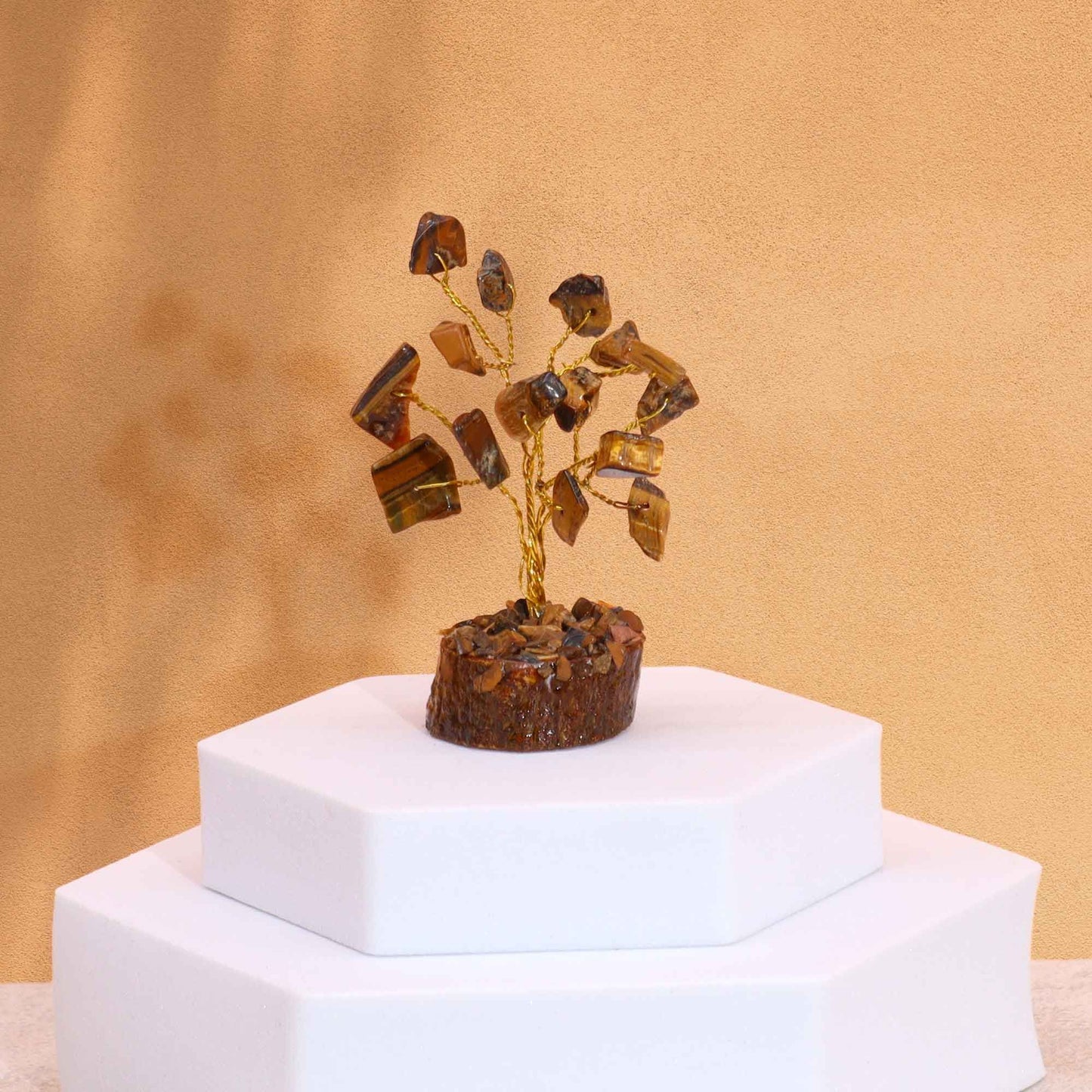 Mini Gemstone Tree On Wood Base - Tigereye (15 stones) AW Dropship UK