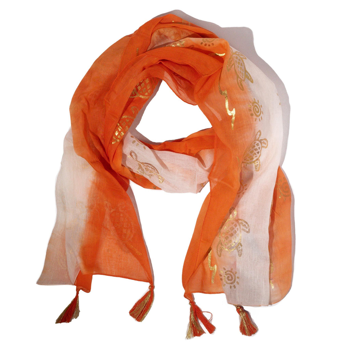 Nomad Sari Summer Turtle Print Scarf - Coral (180x50cm) AW Dropship UK