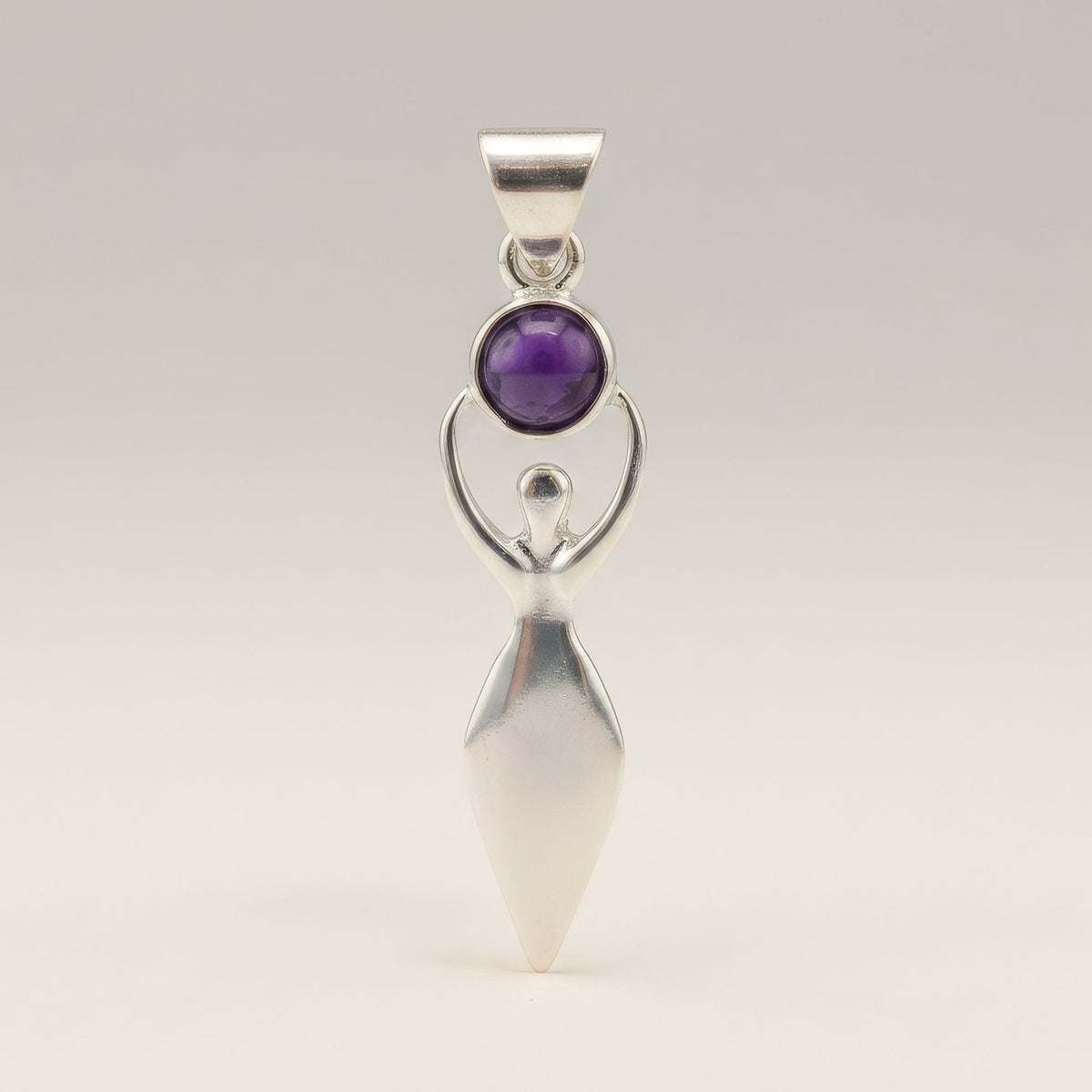 Indian Devotional Pendant - Silver Plated (45cm Cord)- Goddess Amethyst AW Dropship UK