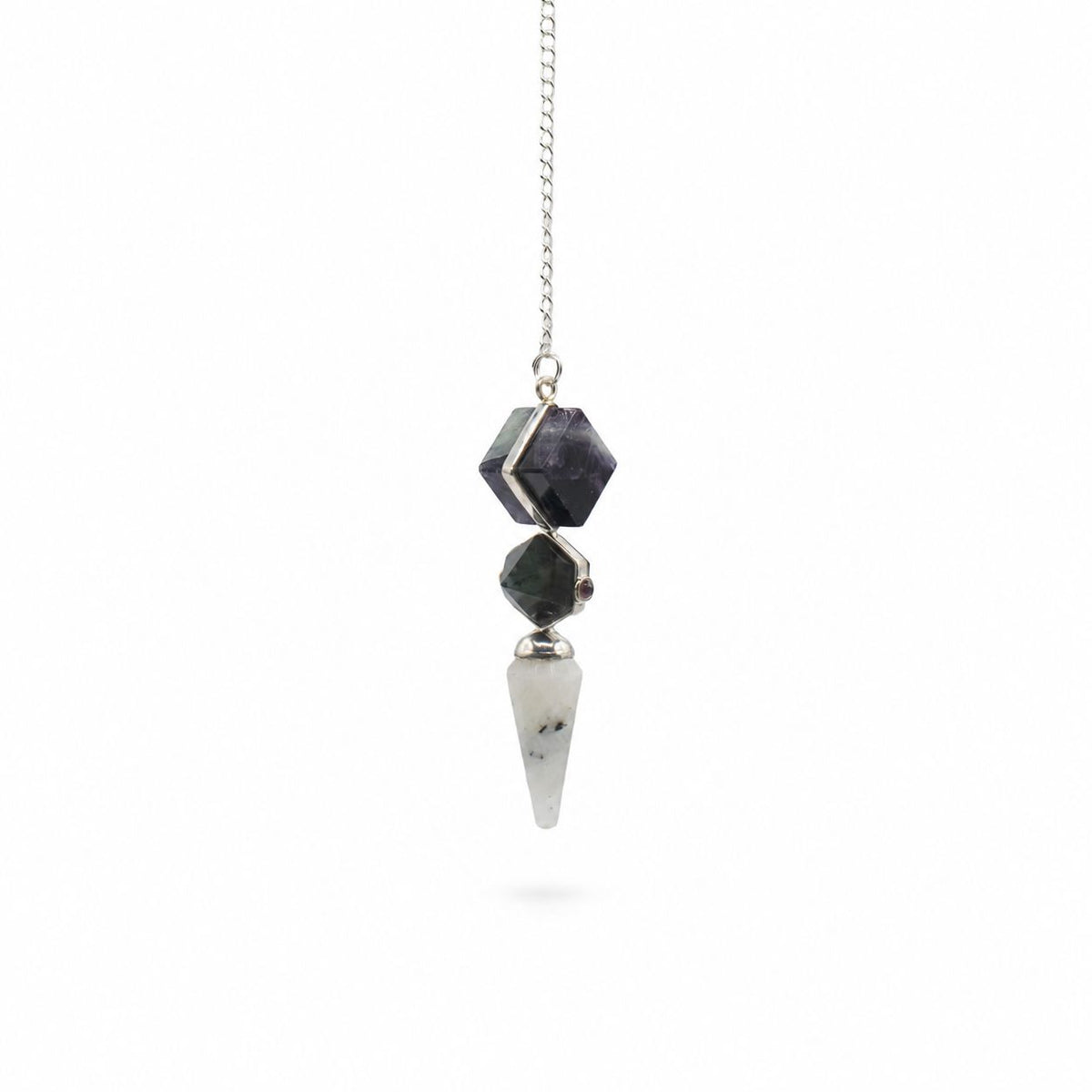 Psychic Gateway Edition - Three Piece Pendulum - Multi Fluorite - Labradorite - Rainbow Moonstone AW Dropship UK