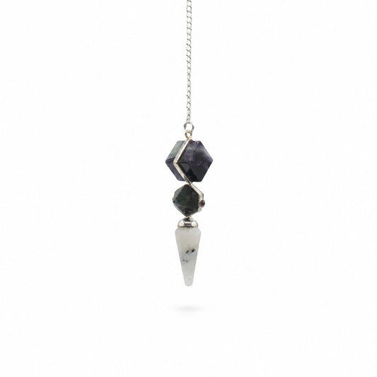 Psychic Gateway Edition - Three Piece Pendulum - Multi Fluorite - Labradorite - Rainbow Moonstone AW Dropship UK