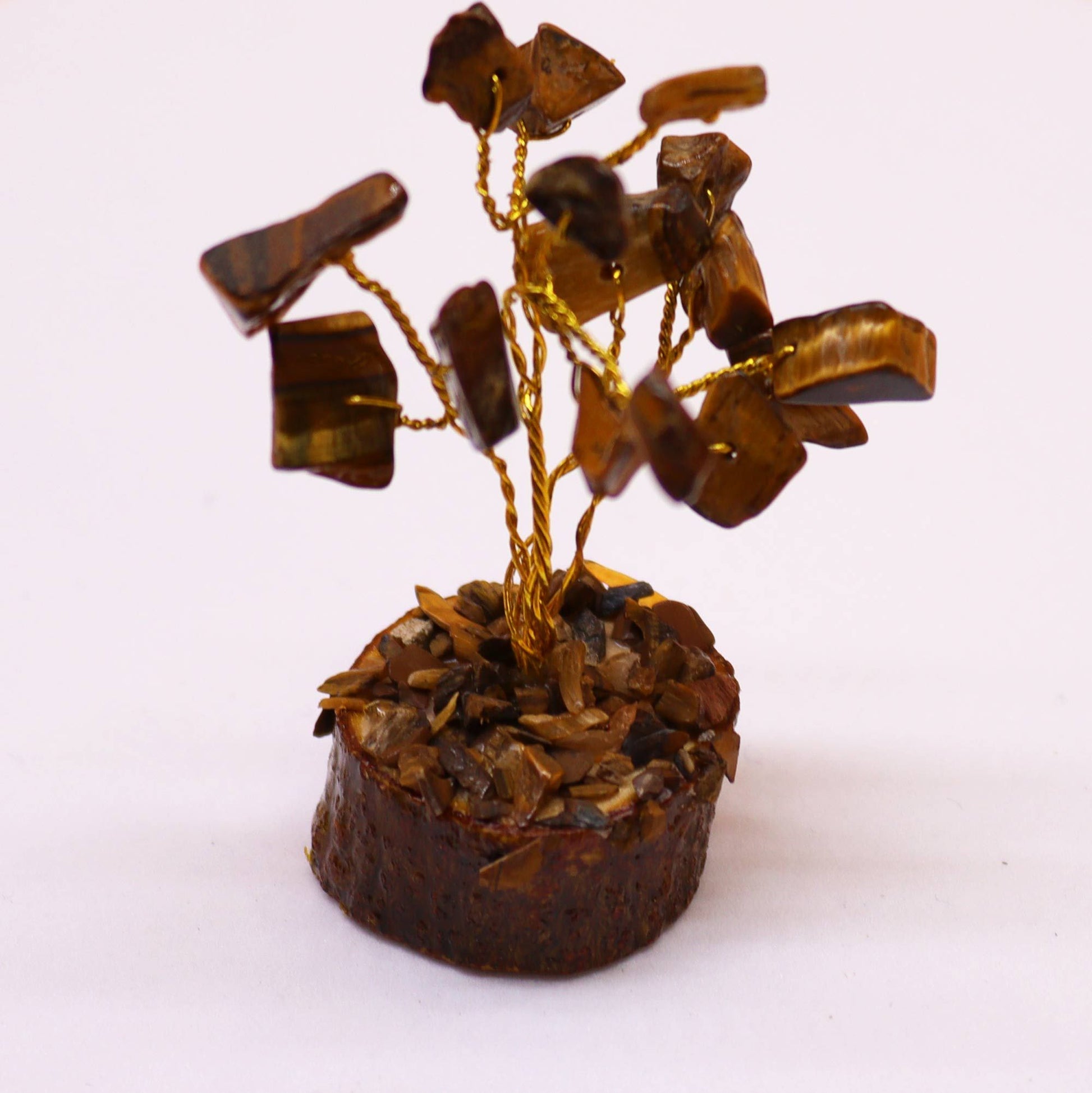 Mini Gemstone Tree On Wood Base - Tigereye (15 stones) AW Dropship UK