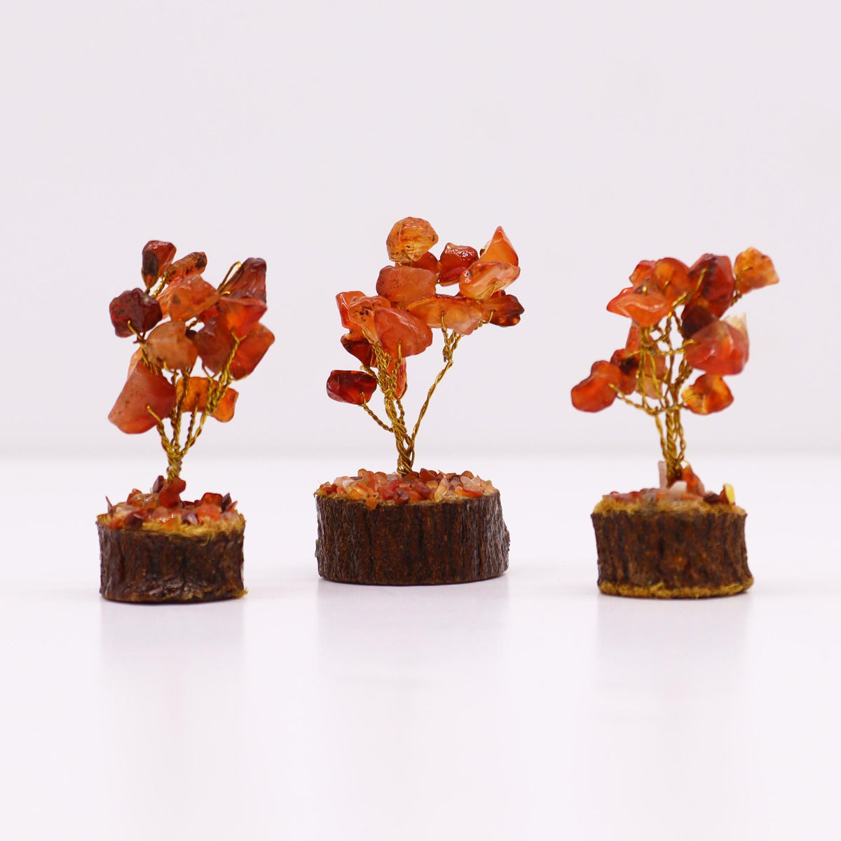 Mini Gemstone Tree On Wood Base - Carnelian (15 stones) AW Dropship UK
