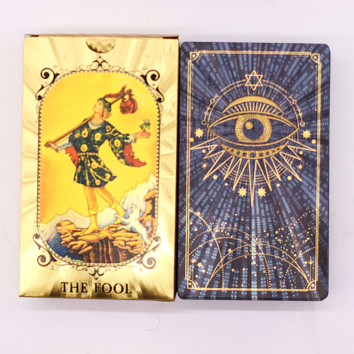 Blue & Gold Foil Tarot Card Set - All Seeing Eye - with booklet AW Dropship UK