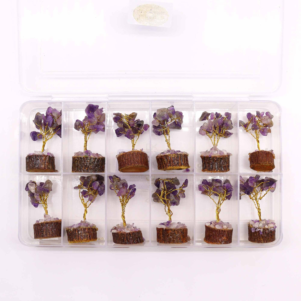 Mini Gemstone Tree On Wood Base - Amethyst (15 stones) AW Dropship UK