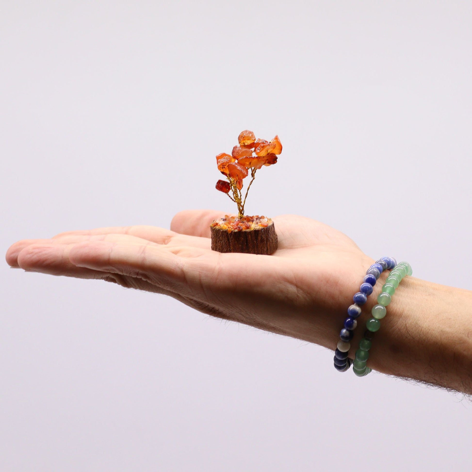 Mini Gemstone Tree On Wood Base - Carnelian (15 stones) AW Dropship UK