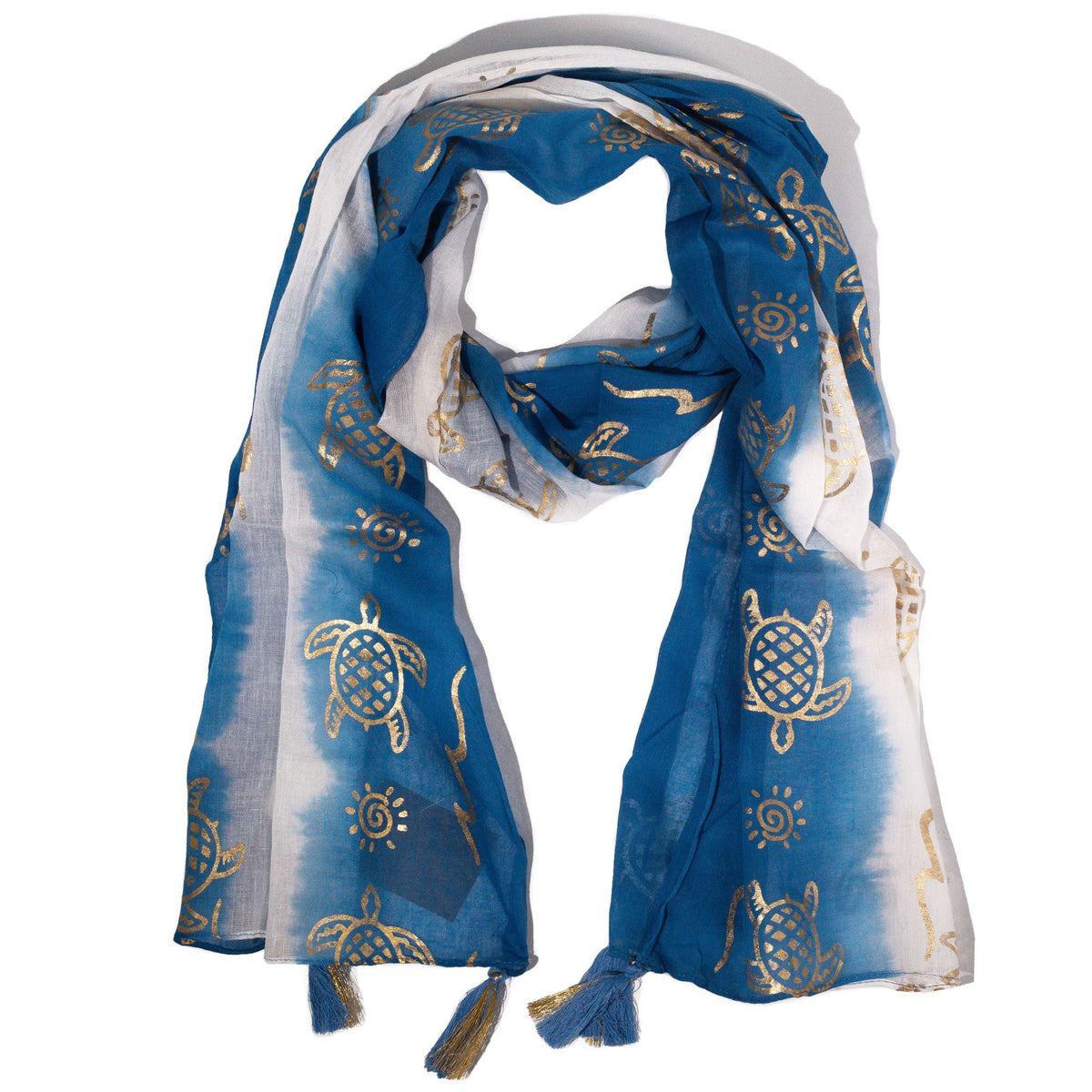 Nomad Sari Summer Turtle Print Scarf - Sea Blue (180x50cm) AW Dropship UK
