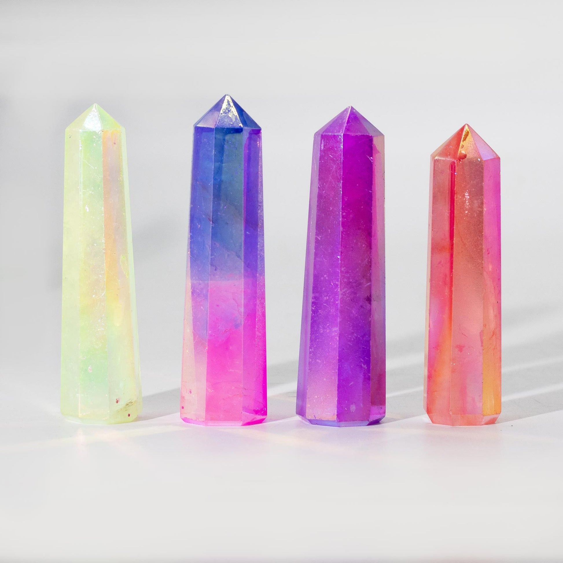 Gemstone Obelisk Point approx 9cm - Aurura Crystal Quartz - Peach AW Dropship UK