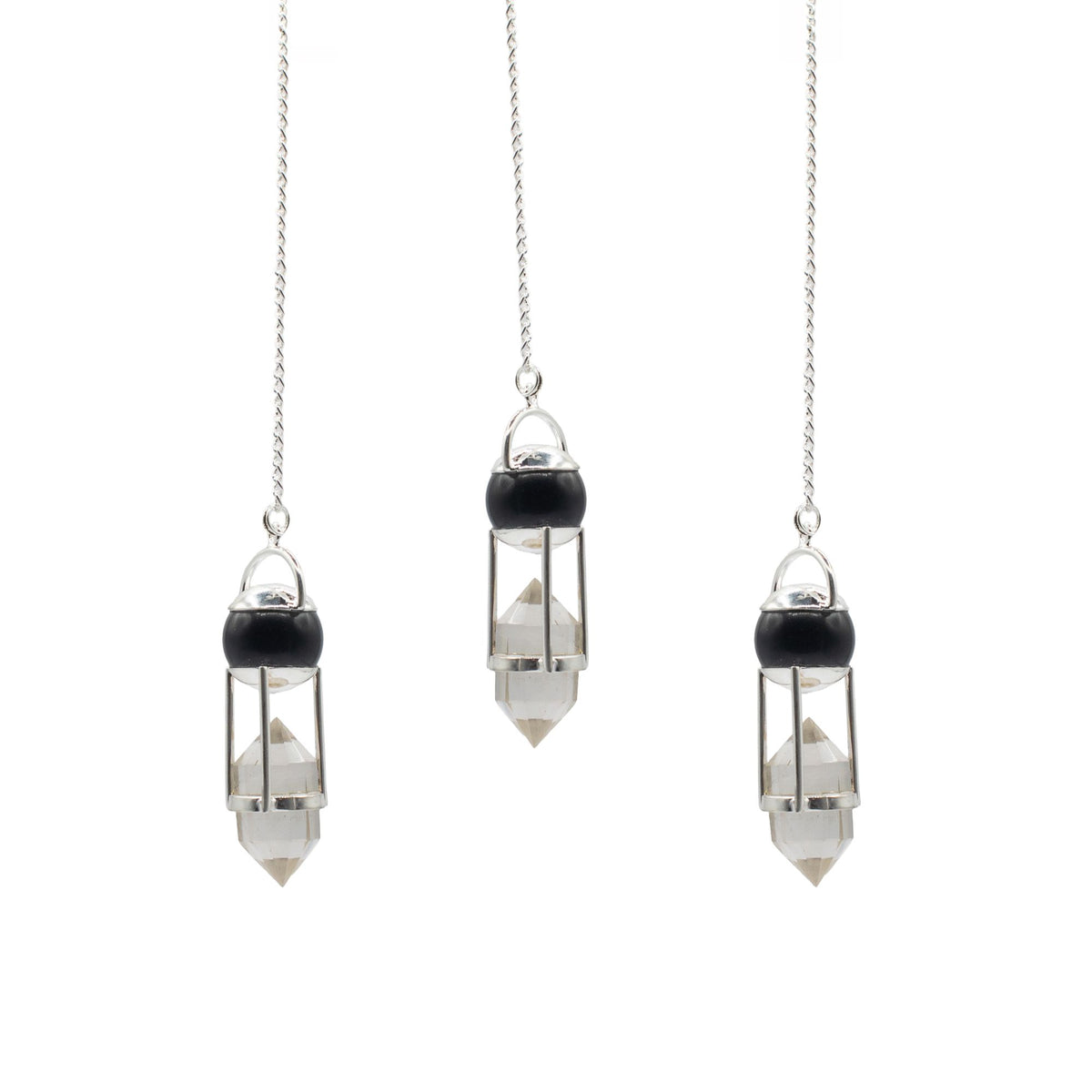 Shadow Seer - Double Power Pendulum - Obsidian Globe - Clear Quartz Double Terminated AW Dropship UK