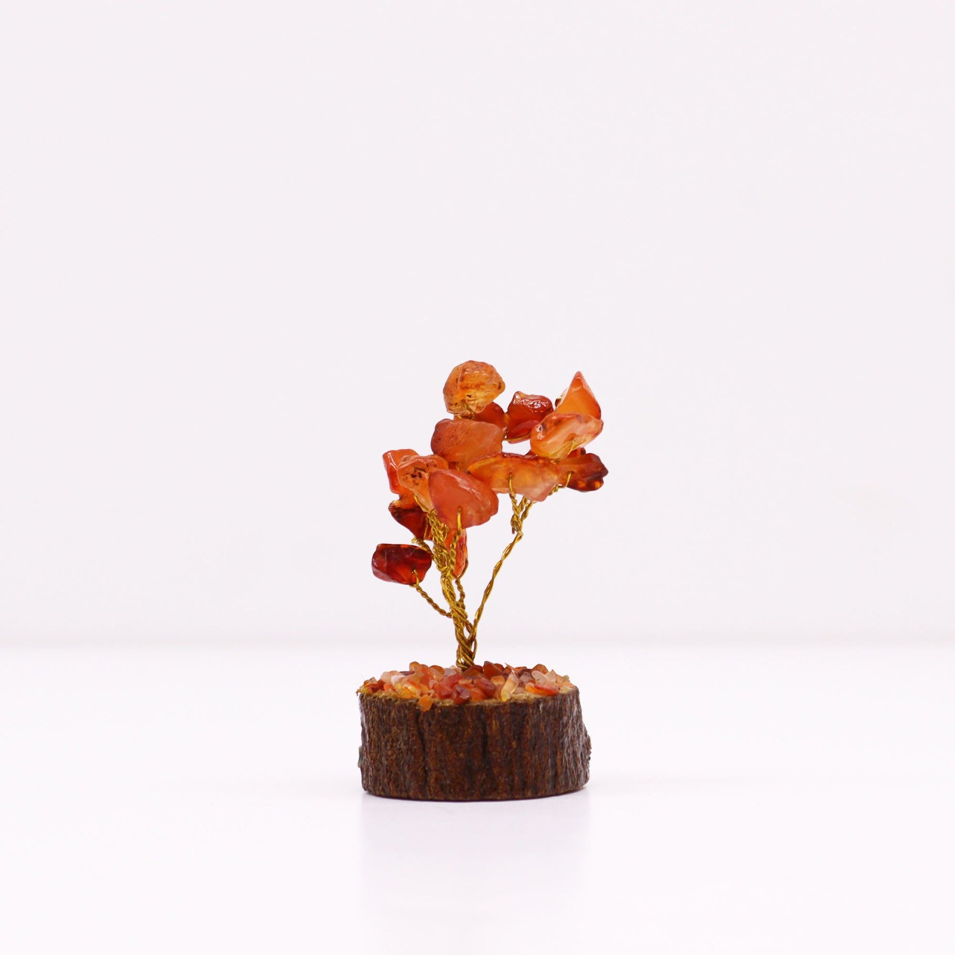 Mini Gemstone Tree On Wood Base - Carnelian (15 stones) AW Dropship UK