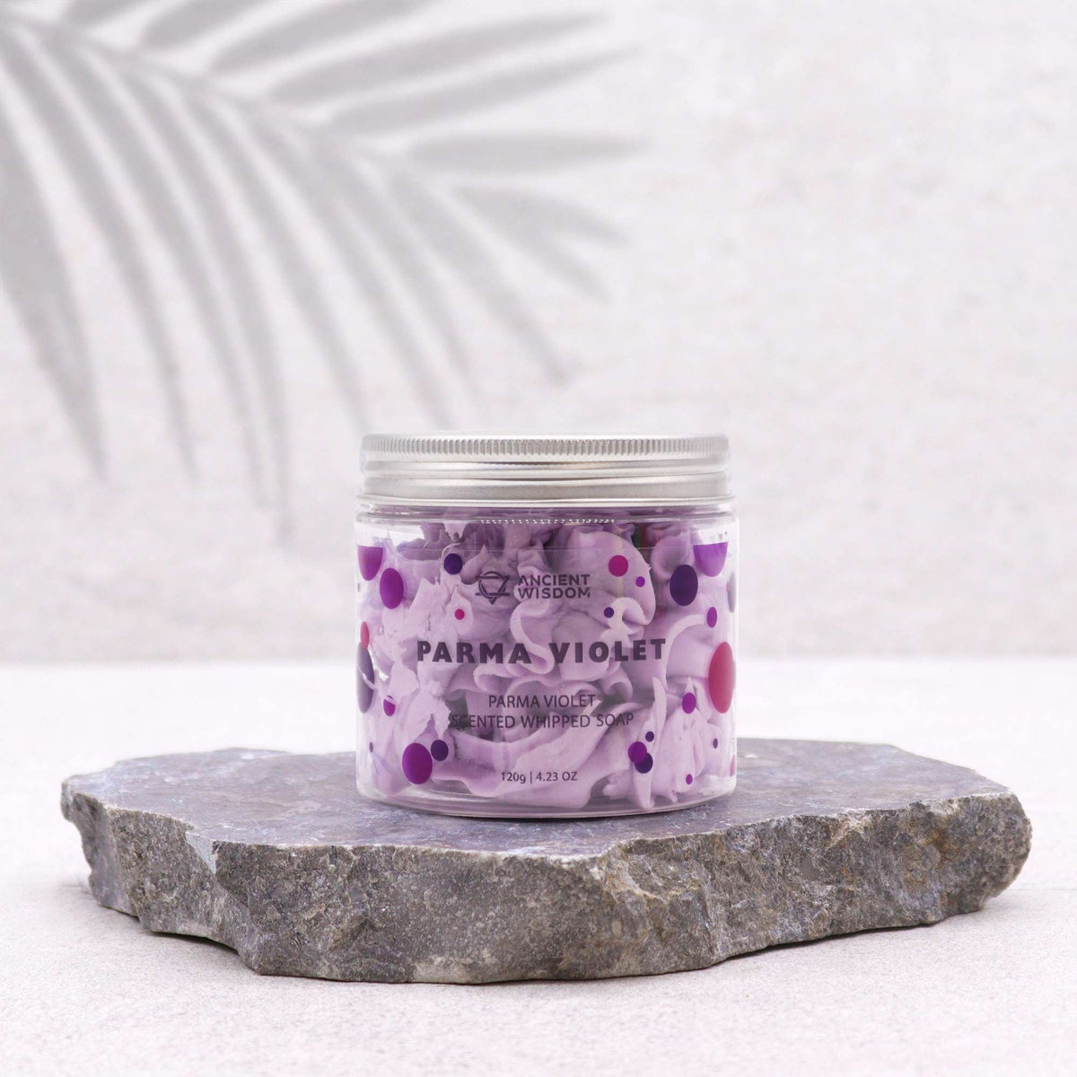 Violet whipped soap for bath and shower