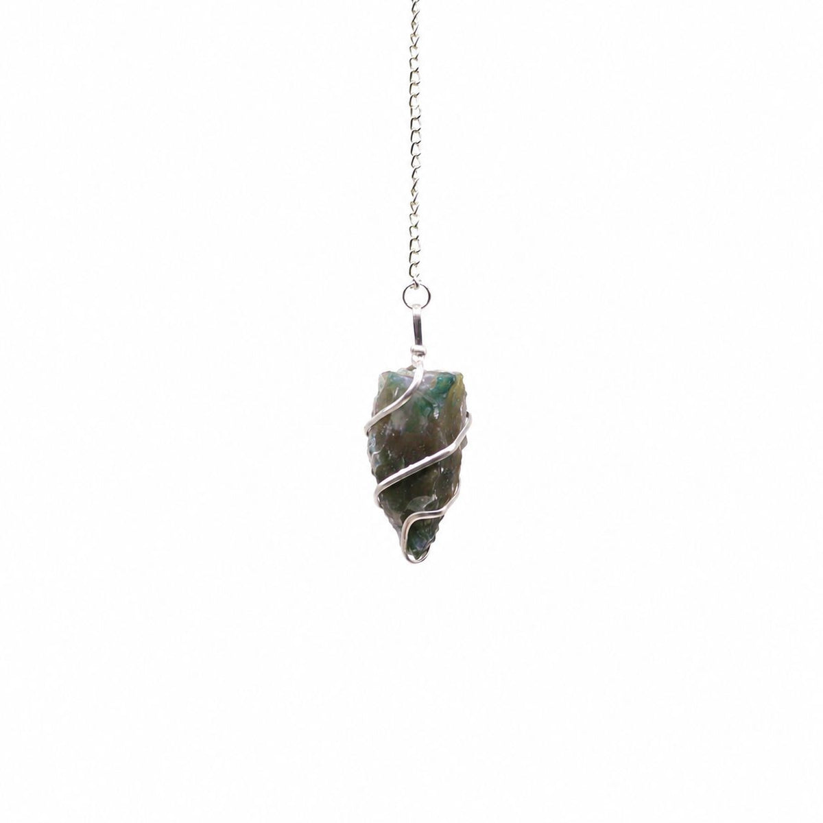 Raw Gemstone Pendulum - Moss Agate AW Dropship UK