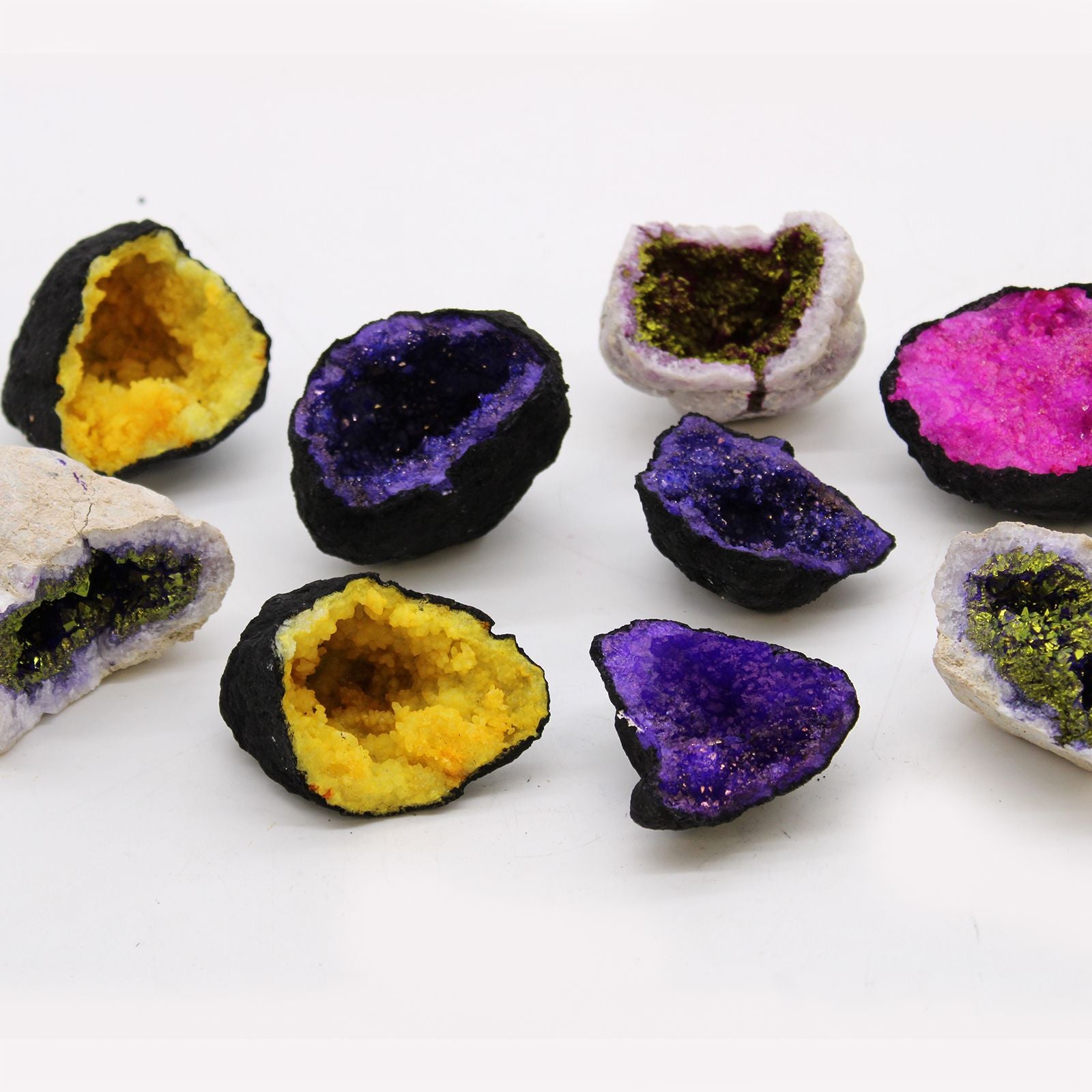 Coloured Calsite Geodes - Natural Rock - Purple & Gold AW Dropship UK