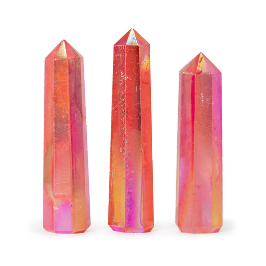 Gemstone Obelisk Point approx 9cm - Aurura Crystal Quartz - Peach AW Dropship UK
