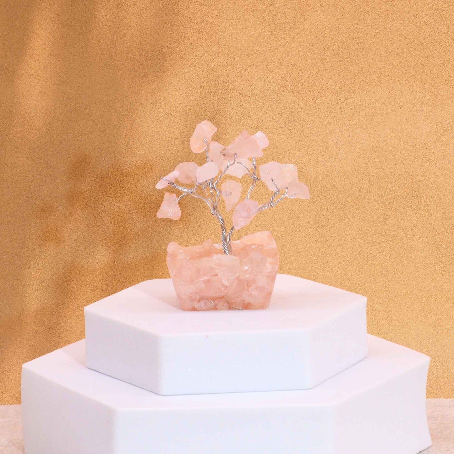 Mini Gemstone Tree On Orgonite Base - Rose Quartz (15 stones) AW Dropship UK