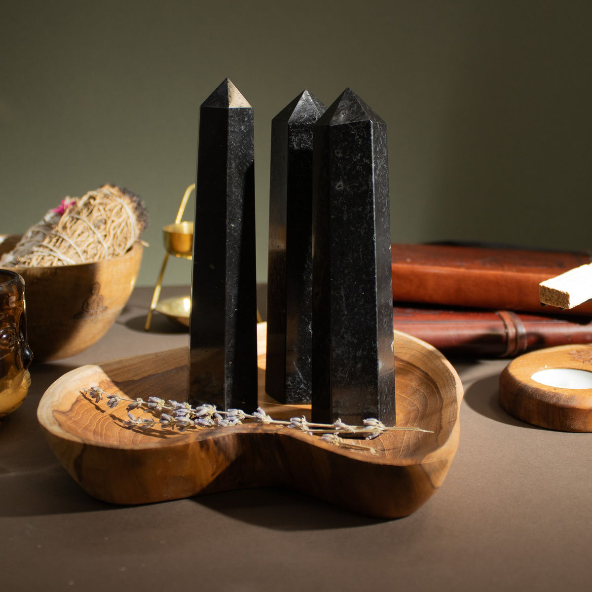 Gemstone Six Face Obelisk Point approx 17cm - Black Tourmaline AW Dropship UK