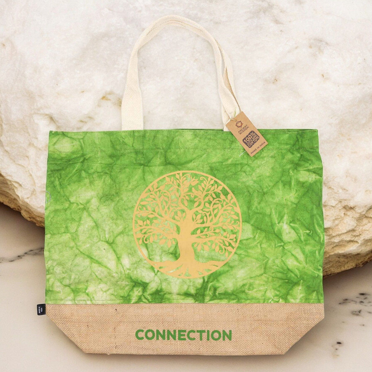 All Natural Bag - Green Stonewash - Tree of Life - Connection AW Dropship UK