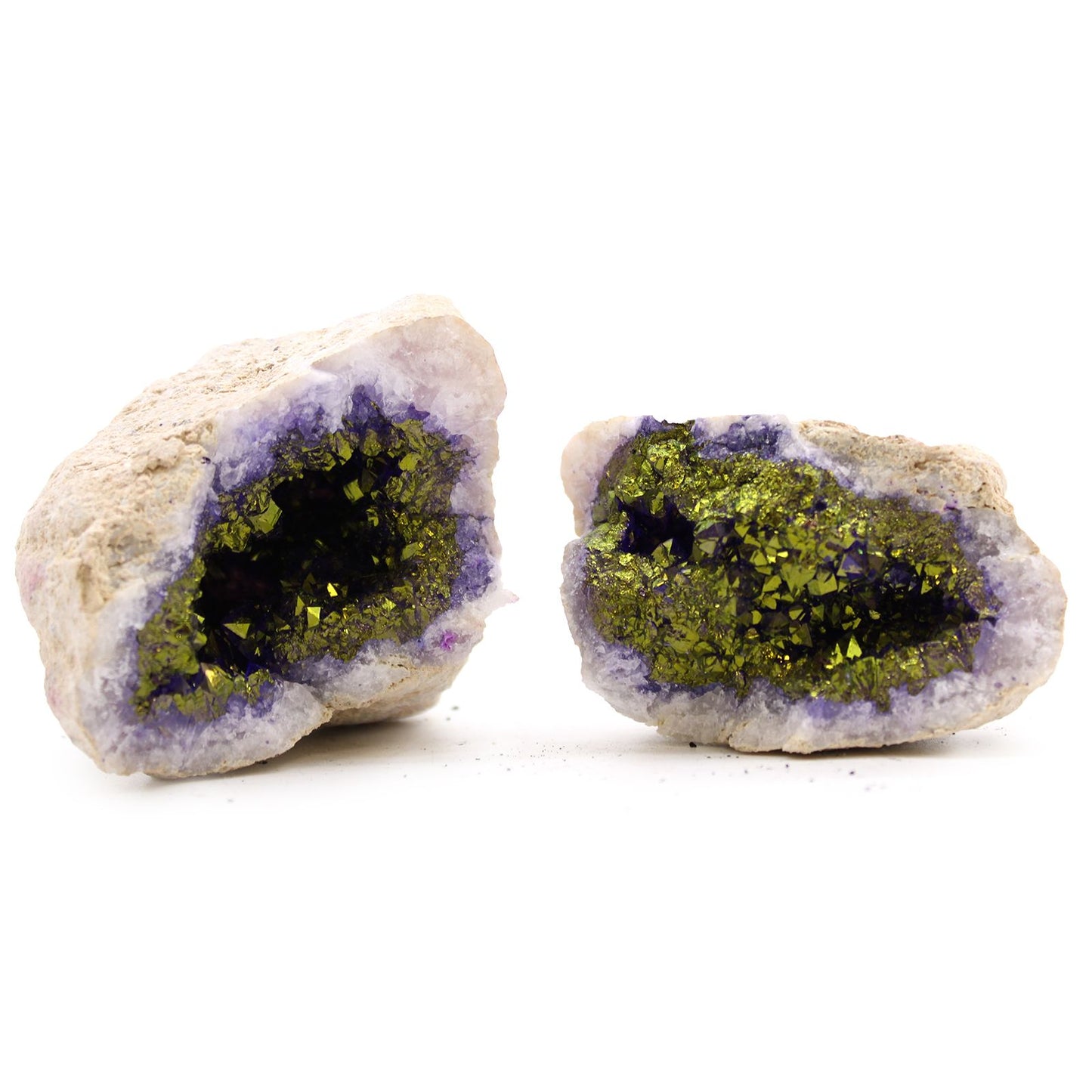 Coloured Calsite Geodes - Natural Rock - Purple & Gold AW Dropship UK