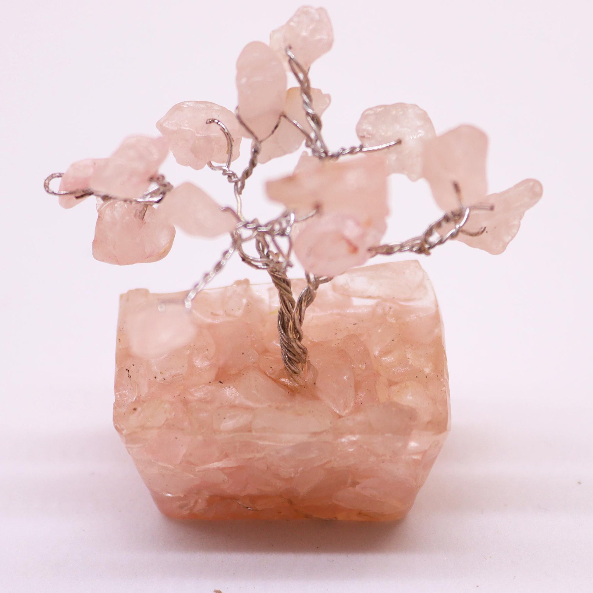 Mini Gemstone Tree On Orgonite Base - Rose Quartz (15 stones) AW Dropship UK