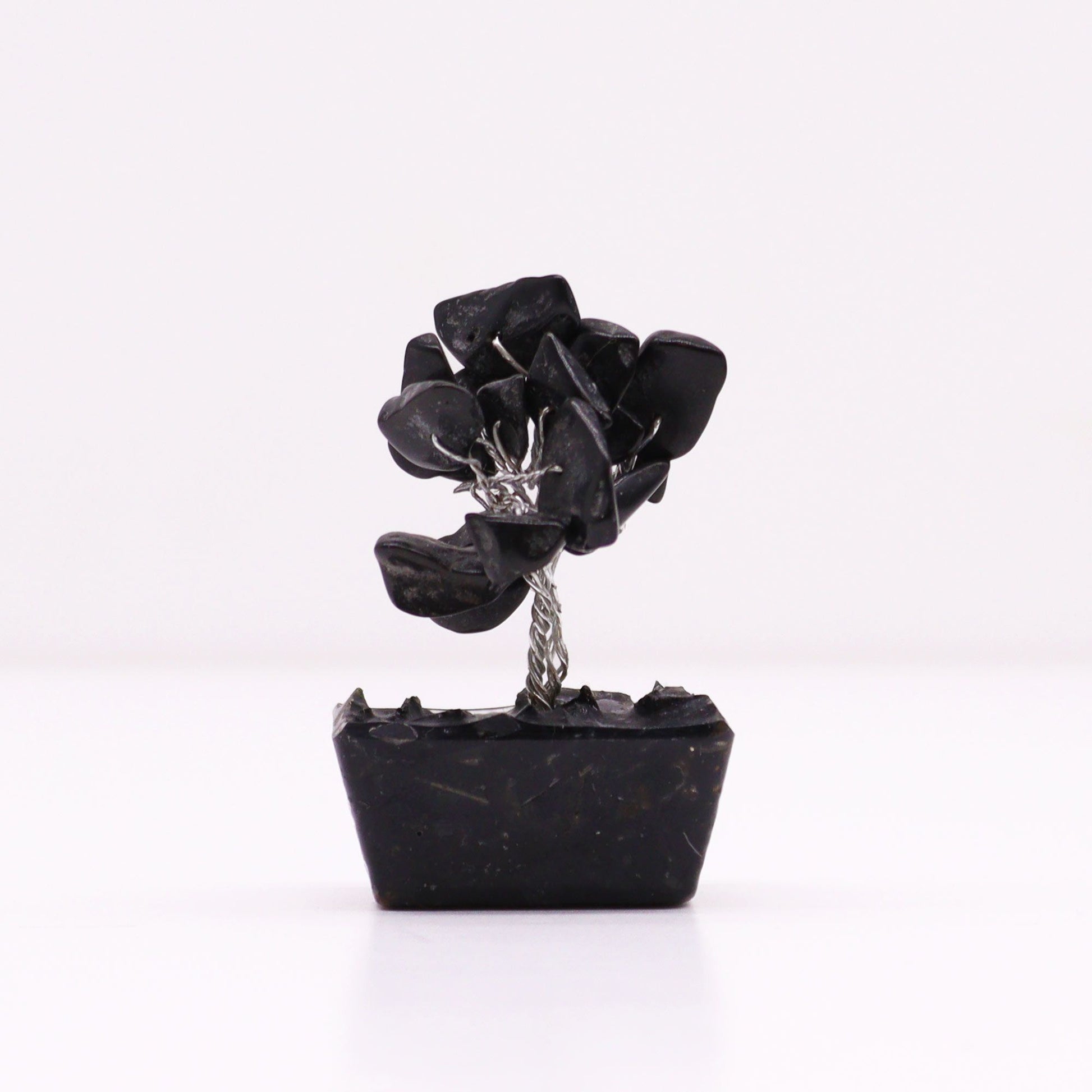 Mini Gemstone Tree On Orgonite Base - Black Agate (15 stones) AW Dropship UK