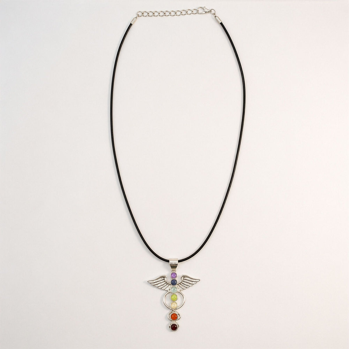 Indian Devotional Pendant - Silver Plated (45cm Cord)- Angel Chakra AW Dropship UK