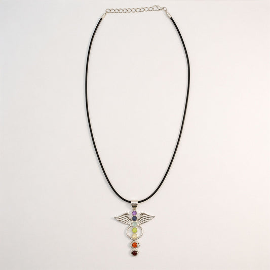 Indian Devotional Pendant - Silver Plated (45cm Cord)- Angel Chakra AW Dropship UK