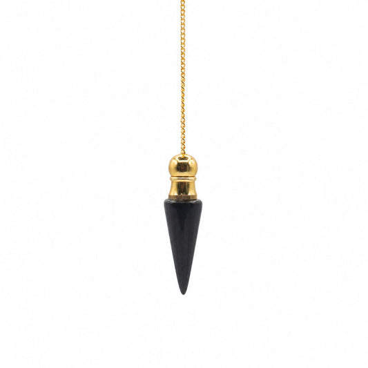 Secret Cavity Discovery of Truth Pendulum - Black Agate - Gold Plated AW Dropship UK