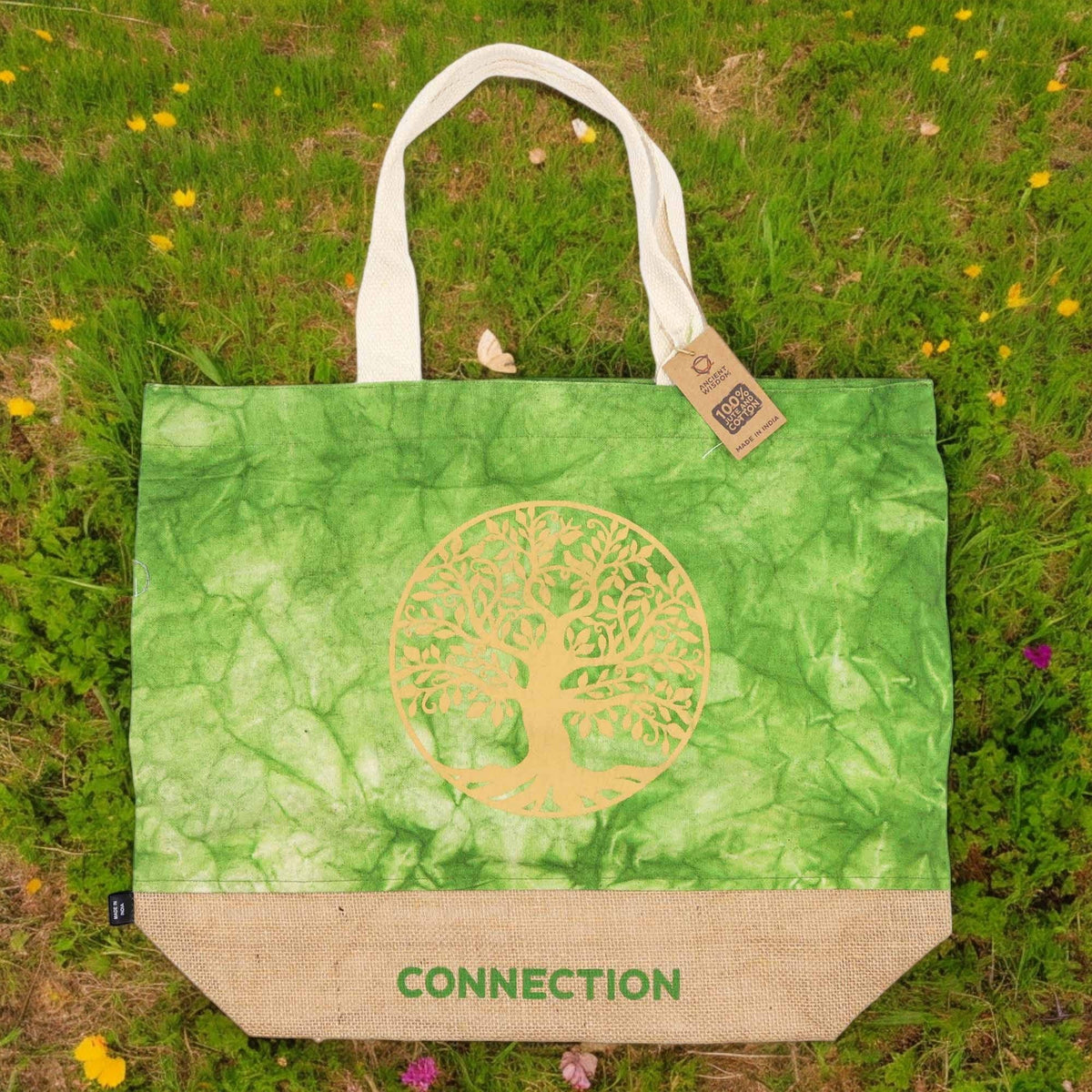 All Natural Bag - Green Stonewash - Tree of Life - Connection AW Dropship UK