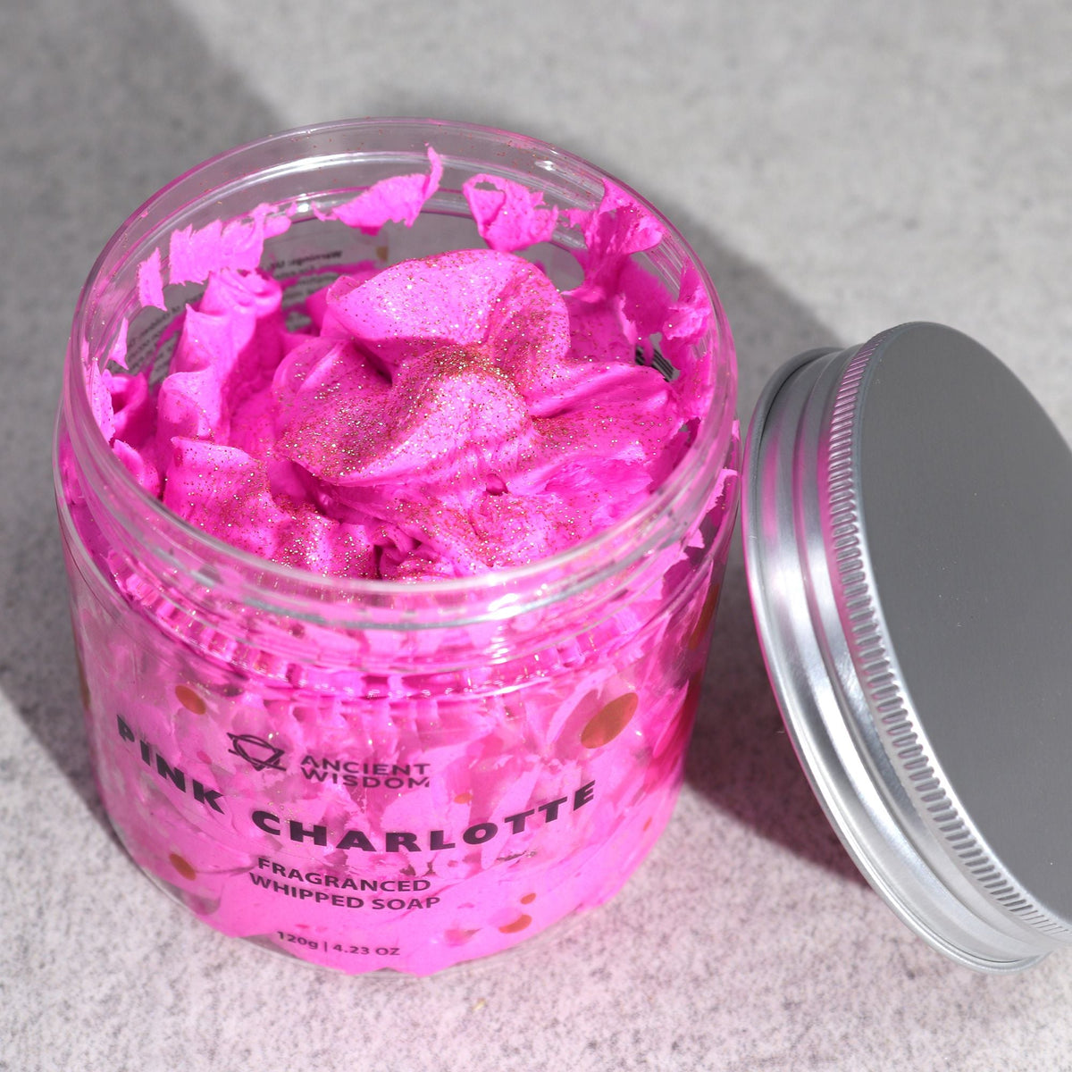 Pink floral scented whipped soap
