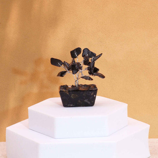 Mini Gemstone Tree On Orgonite Base - Black Agate (15 stones) AW Dropship UK