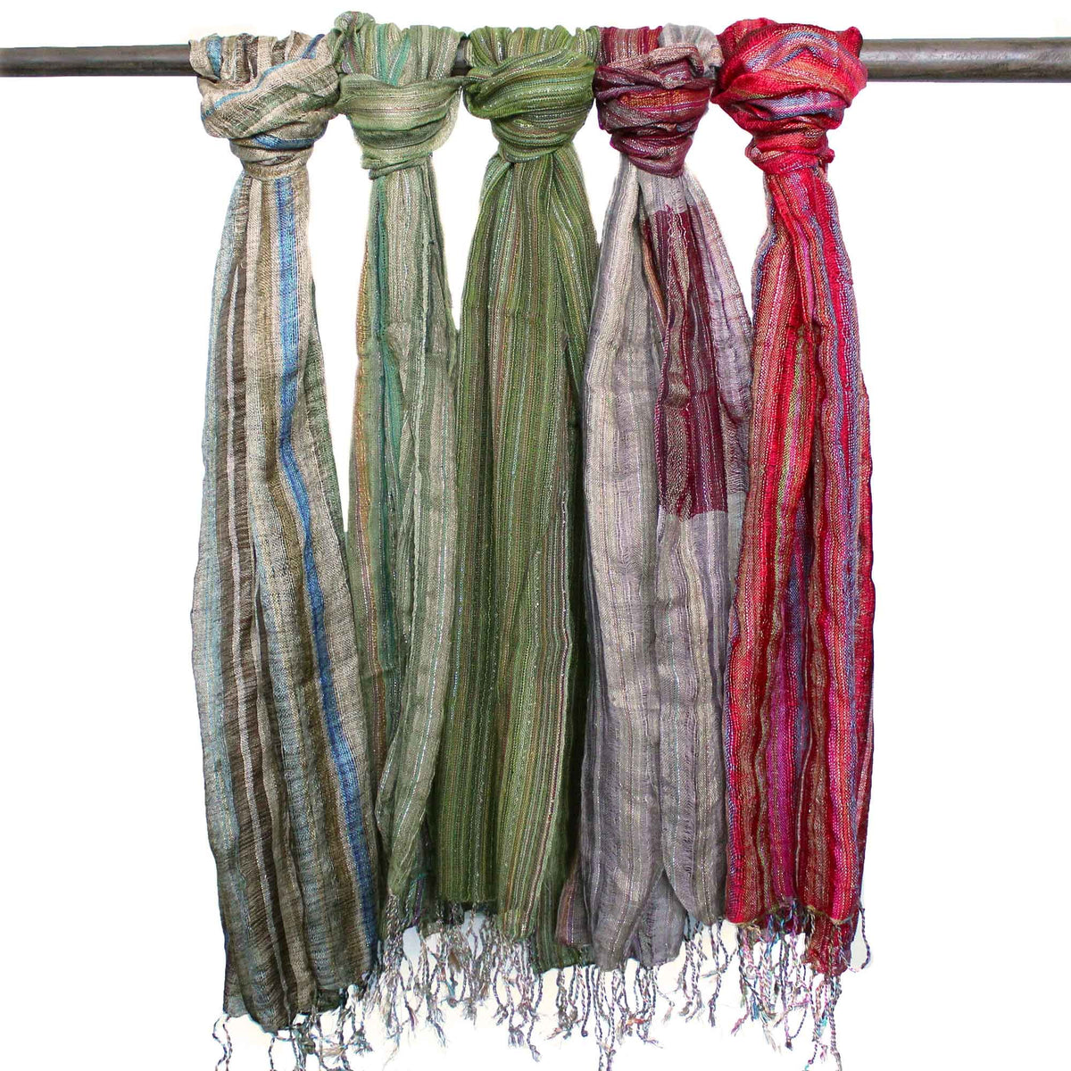 Indian Boho Scarves - 22x72cm - Random Greens AW Dropship UK