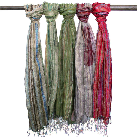 Indian Boho Scarves - 22x72cm - Random Greens AW Dropship UK