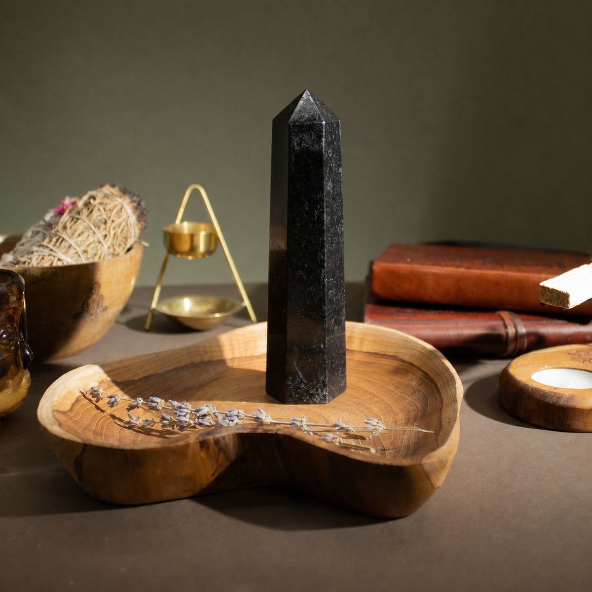 Gemstone Six Face Obelisk Point approx 17cm - Black Tourmaline AW Dropship UK