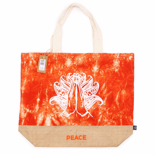 All Natural Bag - Orange Stonewash - Namaste Hand - Peace AW Dropship UK