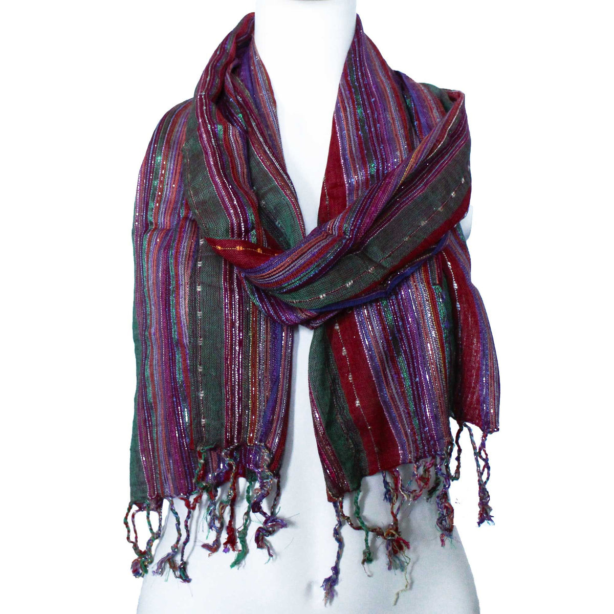 Indian Boho Scarves - 22x72cm - Random Greens AW Dropship UK